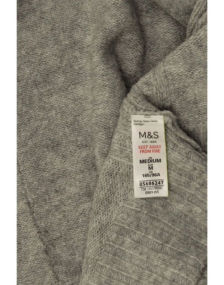Marks & Spencer Womens Longline Cardigan Sweater UK 14 Medium Grey