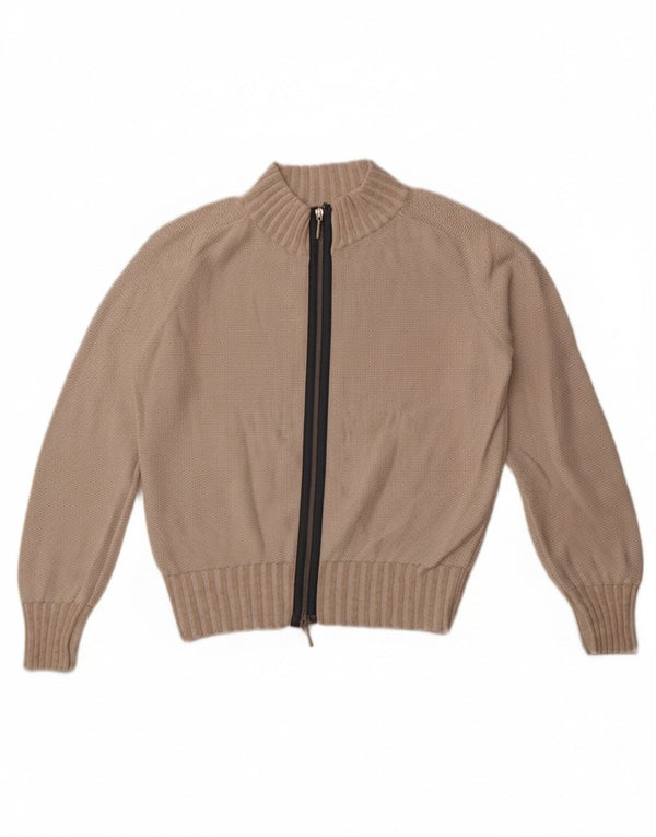 Trussardi Jeans Womens Cardigan Sweater UK 16 Large Beige Cotton