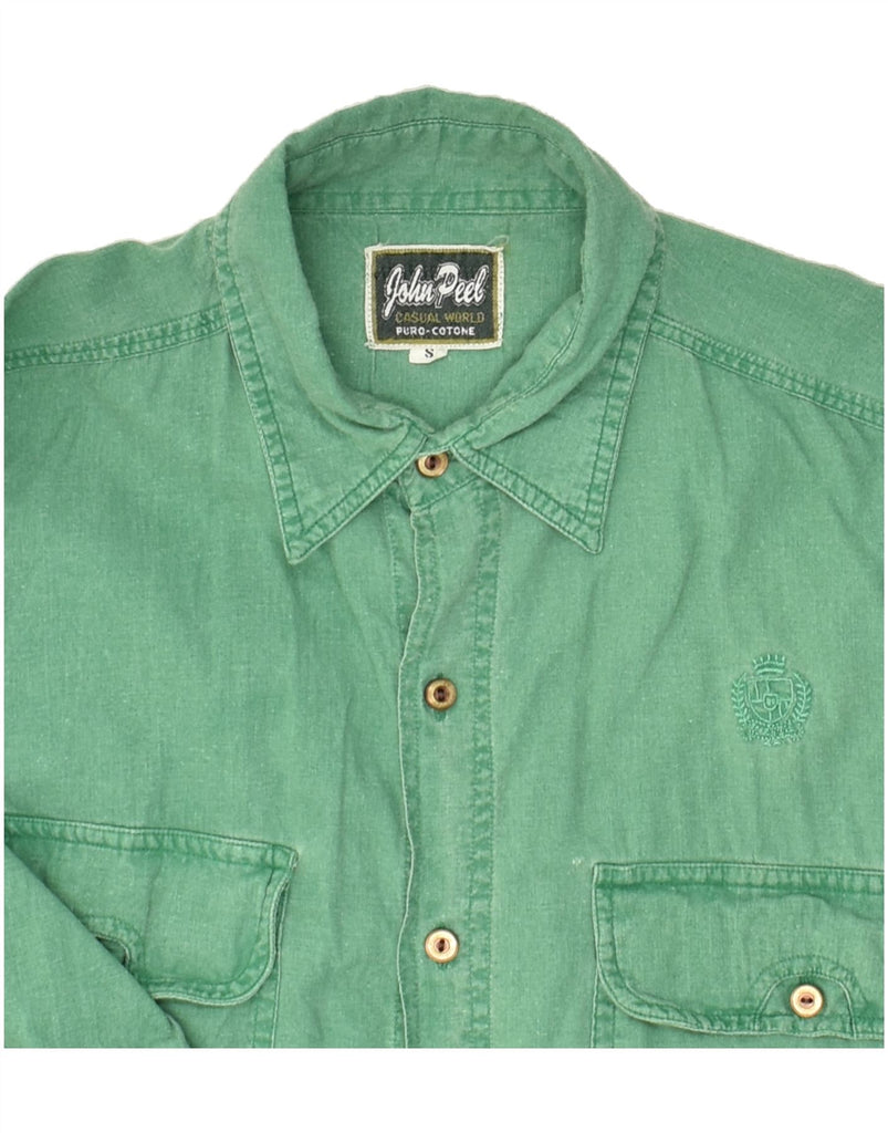 JOHN PEEL Mens Shirt Small Green Cotton | Vintage John Peel | Thrift | Second-Hand John Peel | Used Clothing | Messina Hembry 