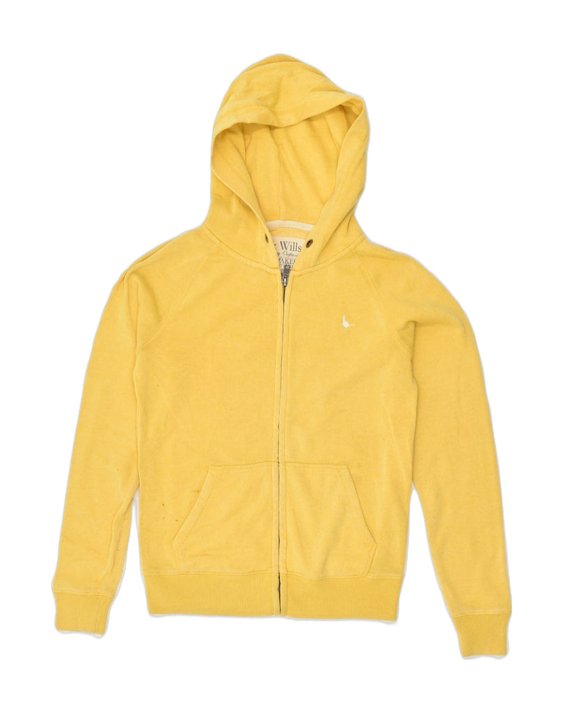 JACK WILLS Womens Zip Hoodie Sweater UK 8 Small  Yellow Polyester | Vintage Jack Wills | Thrift | Second-Hand Jack Wills | Used Clothing | Messina Hembry 