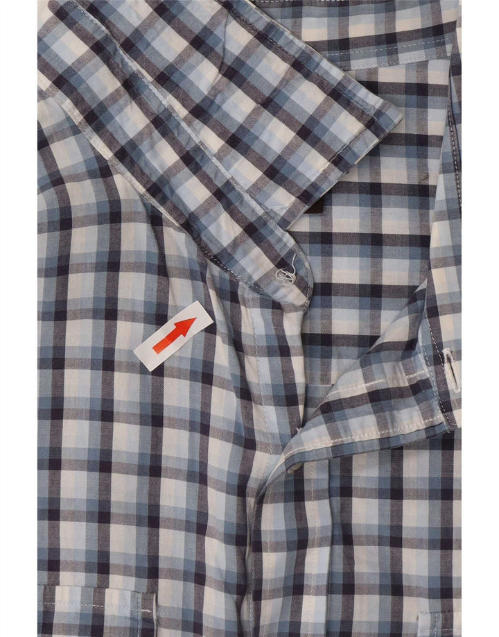 Michael Kors Mens Shirt XL Blue Gingham Cotton