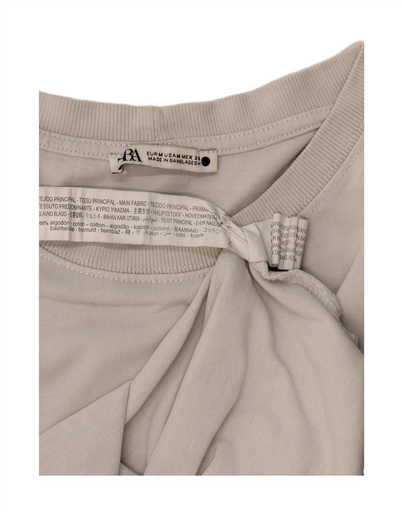 ZARA Womens T-Shirt Top UK 14 Medium Grey Cotton Vintage Zara and Second-Hand Zara from Messina Hembry 