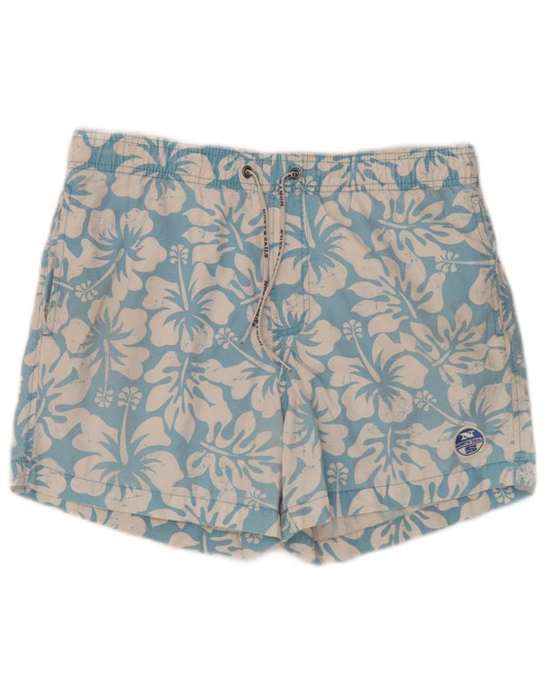 North Sails Mens Swimming Shorts Medium  Blue Floral Cotton