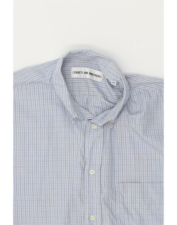 CERRUTI 1881 Mens Shirt Medium Blue Check Cotton Vintage Cerruti 1881 and Second-Hand Cerruti 1881 from Messina Hembry 