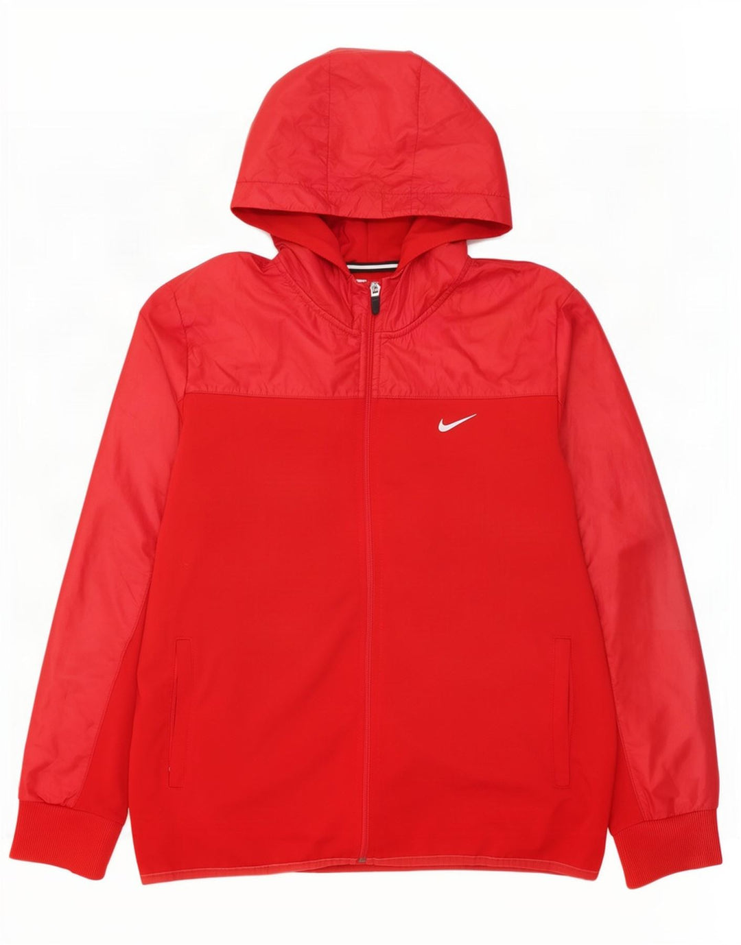 Nike Mens Dri Fit Hooded Tracksuit Top Jacket Medium Red Polyester