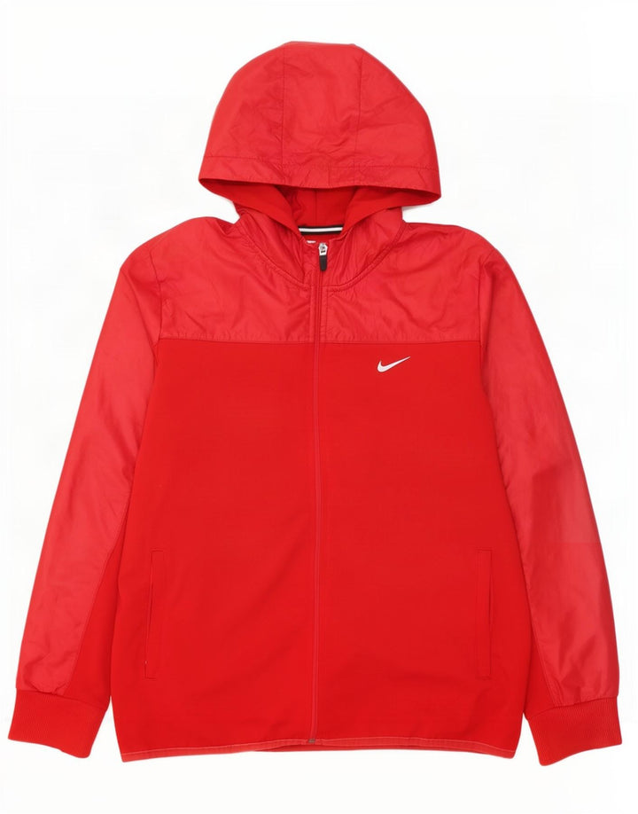 Nike Mens Dri Fit Hooded Tracksuit Top Jacket Medium Red Polyester