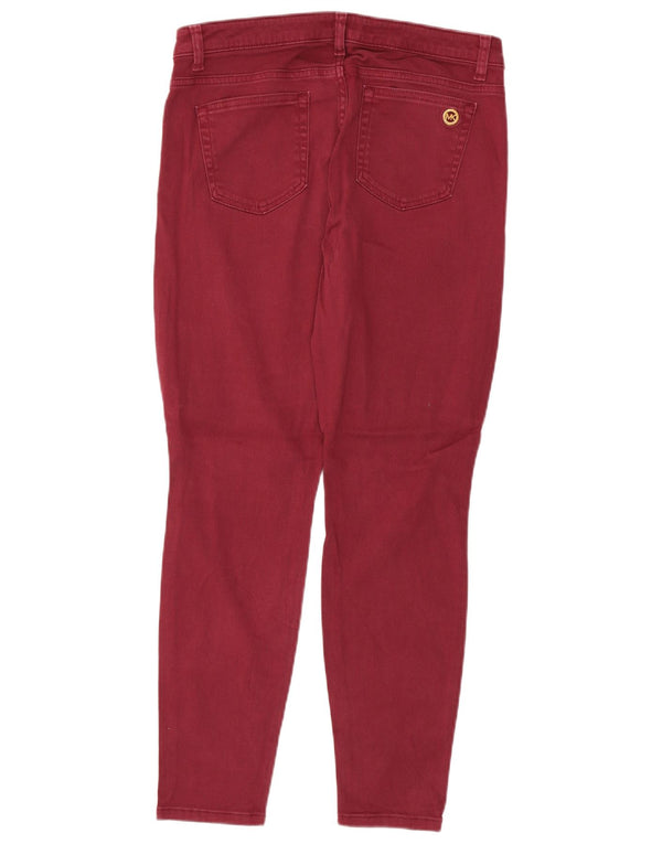 Michael Kors Womens Izzy Skinny Jeans US 10 Large W32 L28 Burgundy Cotton