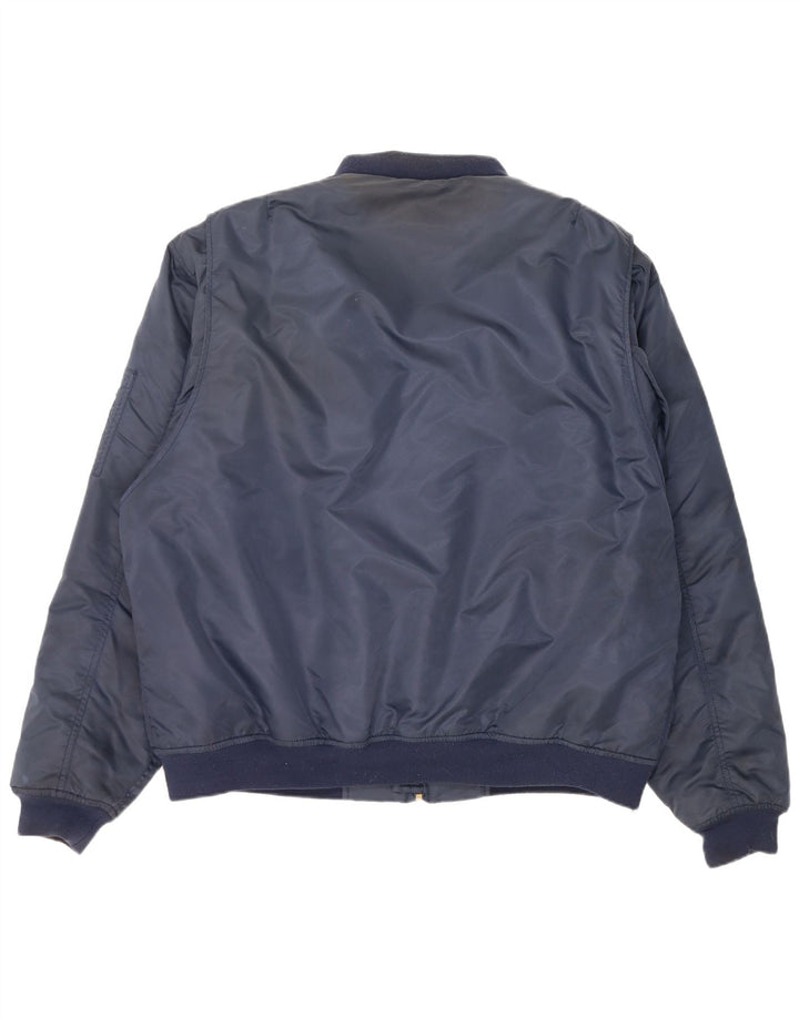 New Roads Mens Bomber Jacket UK 44 2XL Navy Blue Polyamide