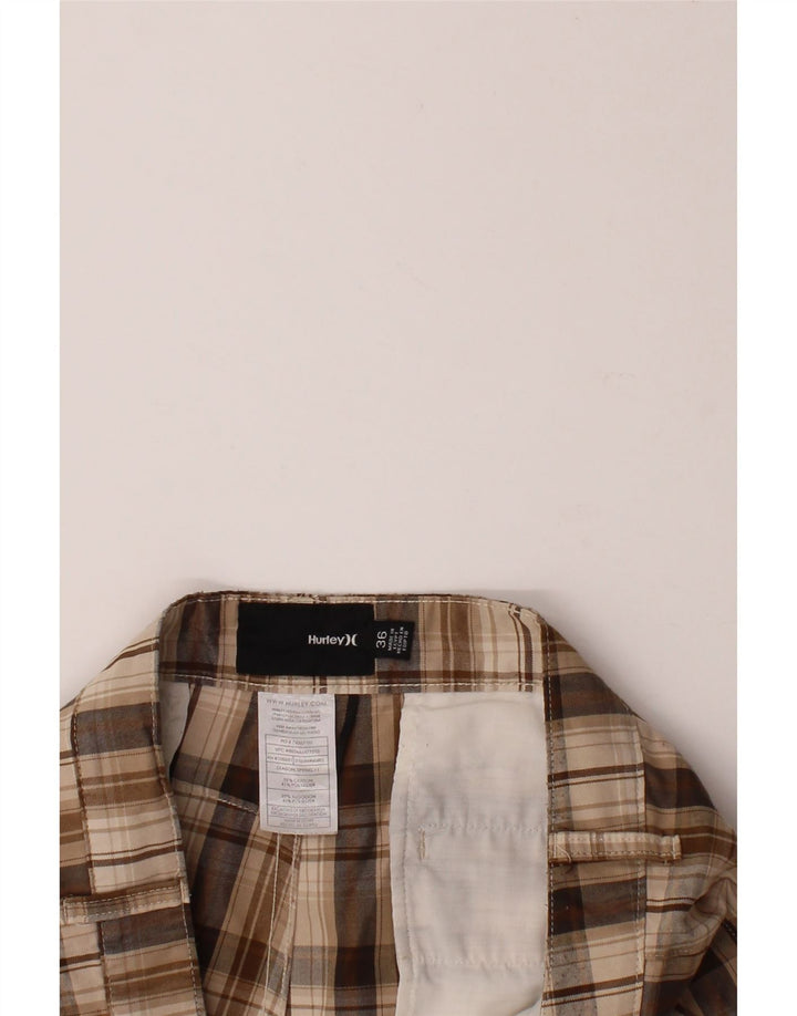 HURLEY Mens Chino Shorts W36 Large  Brown Check Cotton Vintage Hurley and Second-Hand Hurley from Messina Hembry 