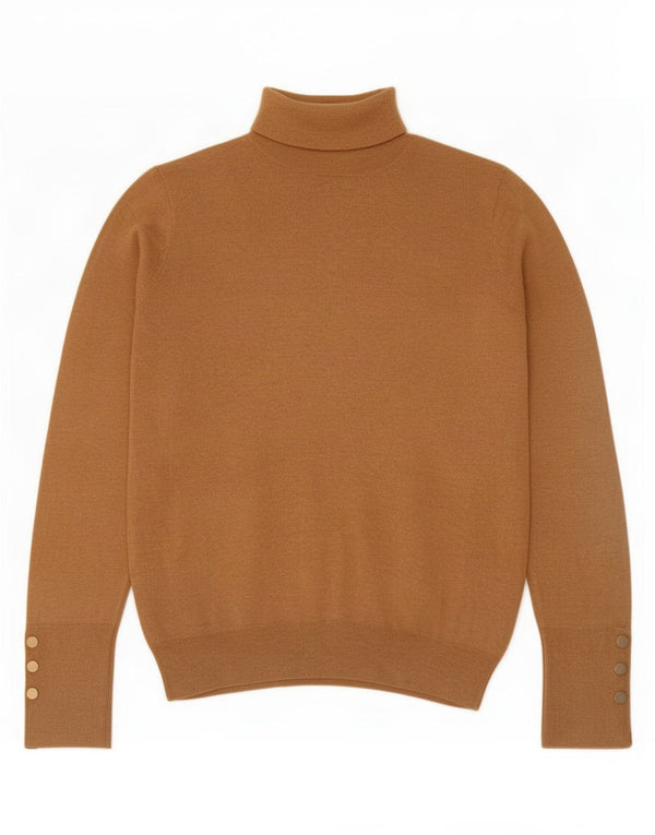 Zara Womens Roll Neck Jumper Sweater UK 14 Large Beige Viscose