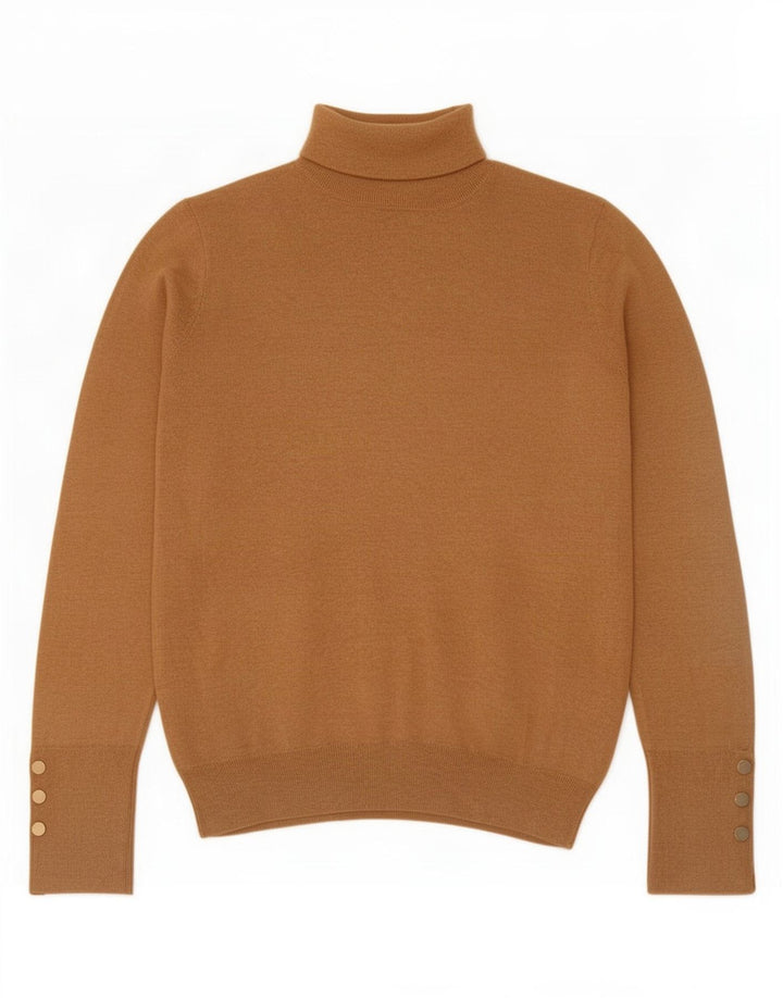 Zara Womens Roll Neck Jumper Sweater UK 14 Large Beige Viscose