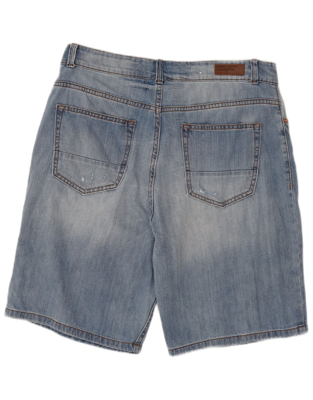 BENETTON Mens Denim Shorts W32 Medium Blue
