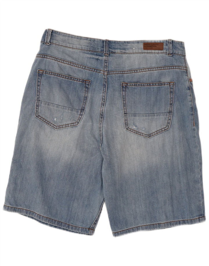 BENETTON Mens Denim Shorts W32 Medium Blue