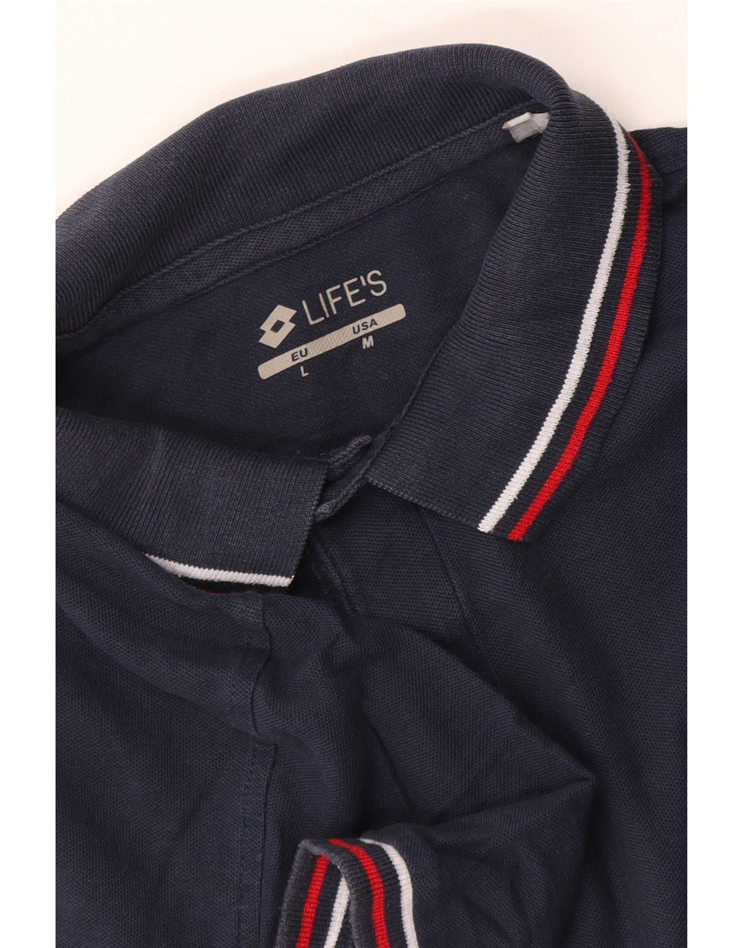 Lotto Mens Polo Shirt Medium Navy Blue Striped
