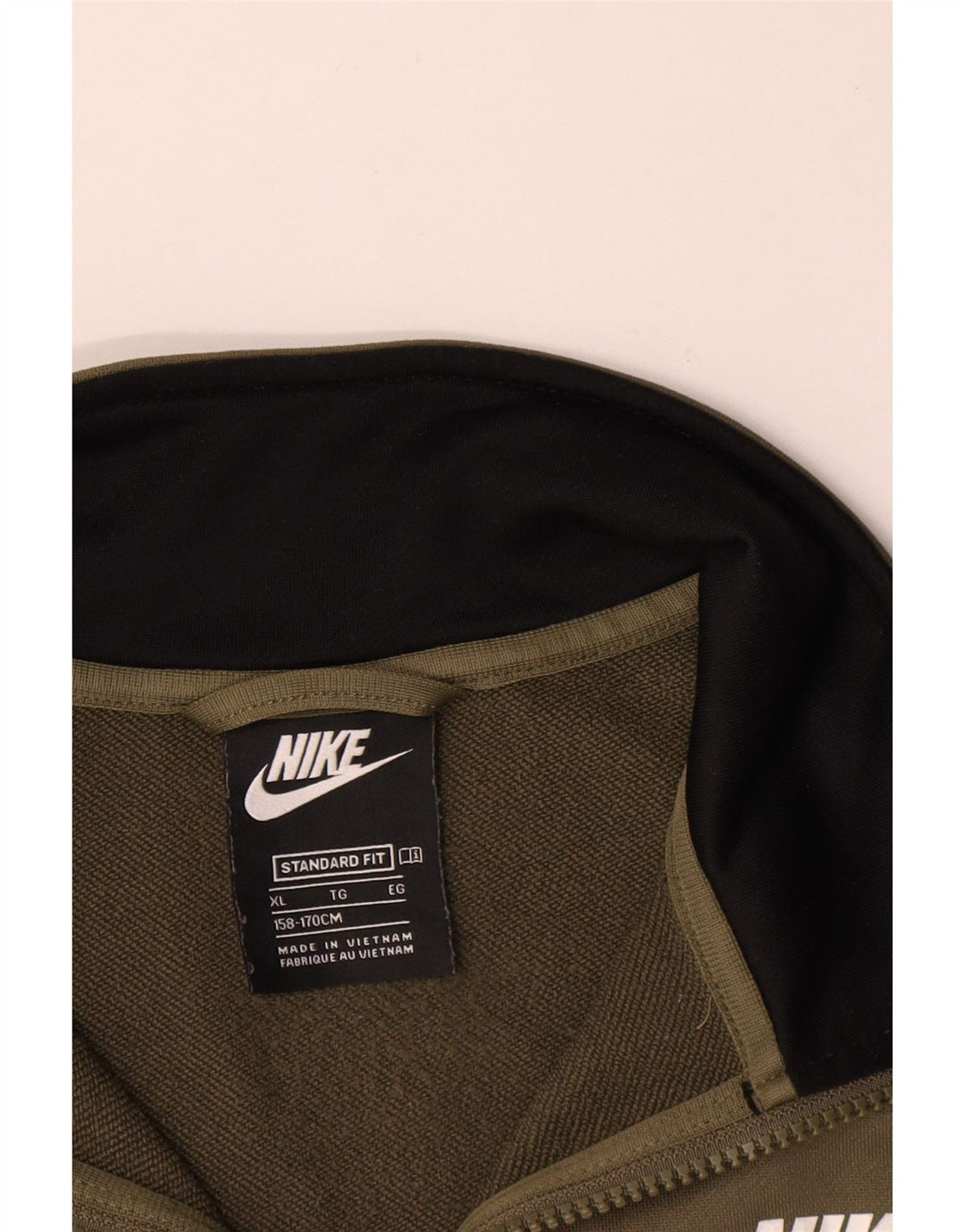 Nike Boys Tracksuit Top Jacket 13-14 Years XL Khaki Colourblock Polyester