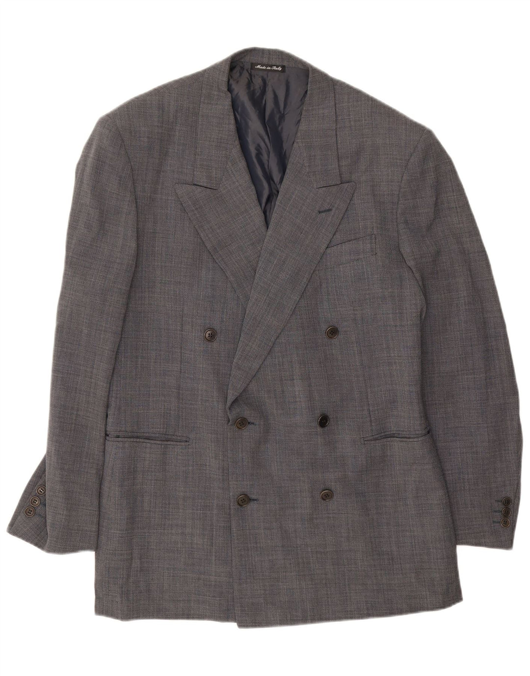 Pal Zileri Mens Double Breasted Blazer Jacket IT 52 XL Grey Wool
