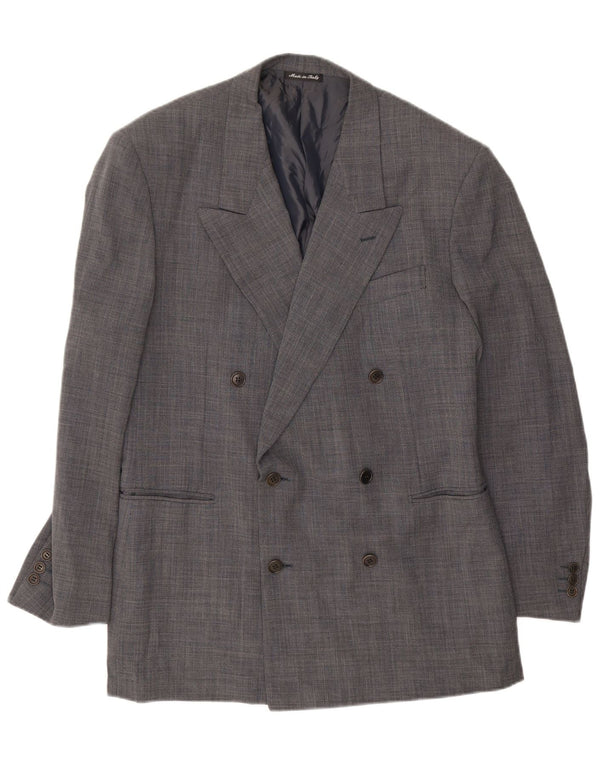 Pal Zileri Mens Double Breasted Blazer Jacket IT 52 XL Grey Wool