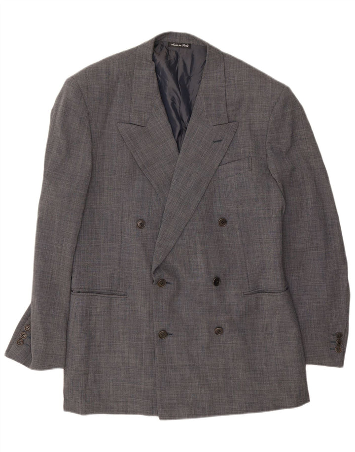 Pal Zileri Mens Double Breasted Blazer Jacket IT 52 XL Grey Wool