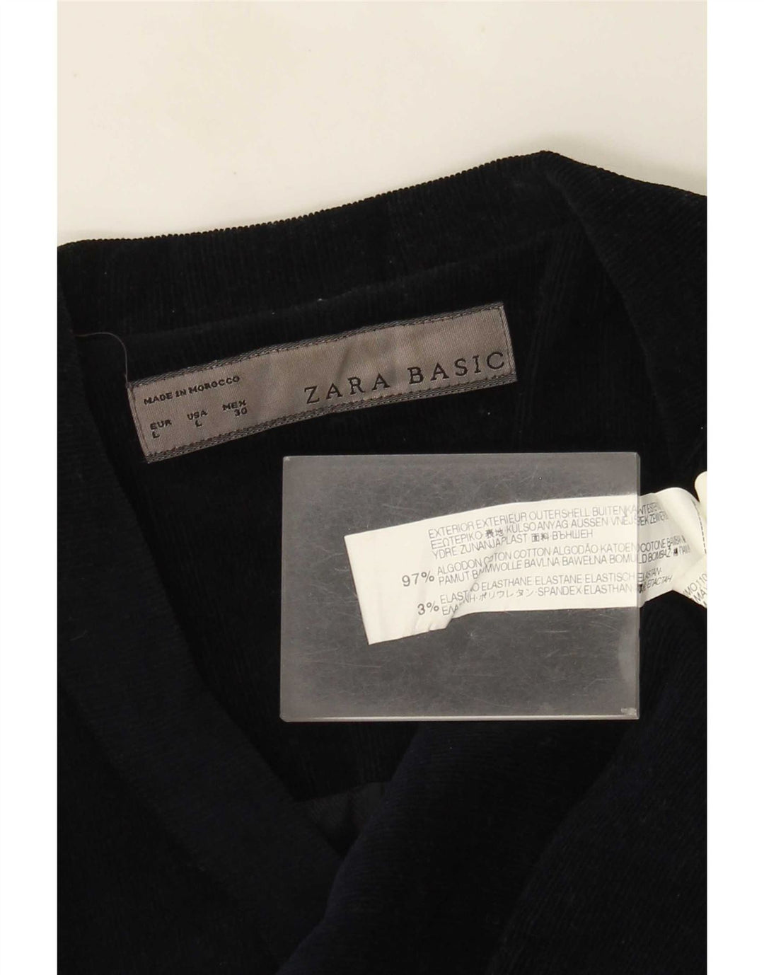 Zara Womens 1 Button Corduroy Blazer Jacket UK 14 Large Navy Blue Cotton