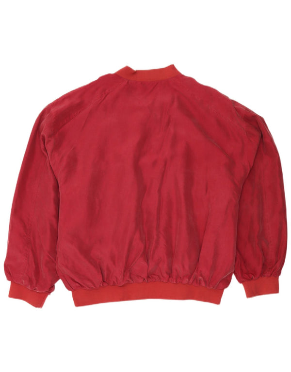 Pensacola Mens Bomber Jacket UK 42 XL Burgundy Silk