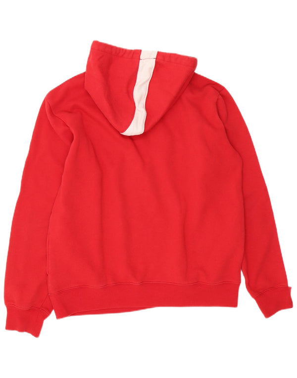 Nike Mens Graphic Hoodie Jumper Medium Red Colourblock Cotton