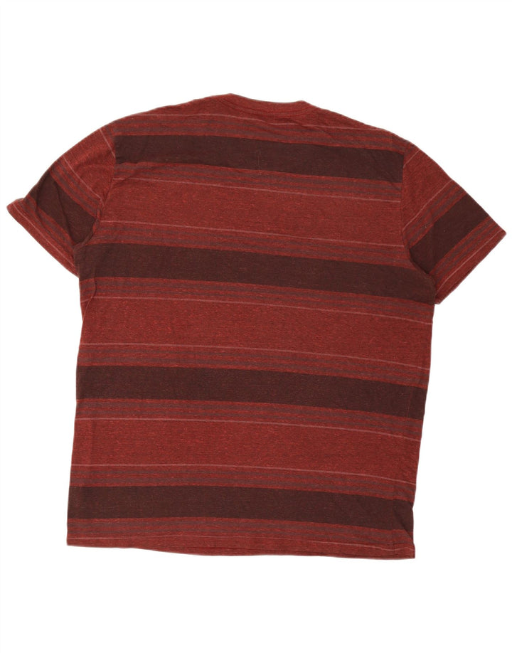Hurley Mens Premium Fit T-Shirt Top Large Maroon Striped Polyester