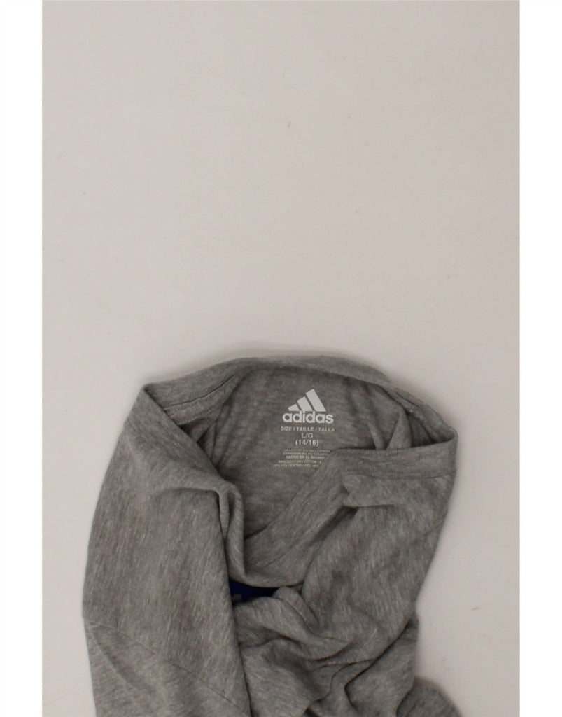 ADIDAS Boys Graphic T-Shirt Top 14-15 Years Large Grey Cotton Vintage Adidas and Second-Hand Adidas from Messina Hembry 