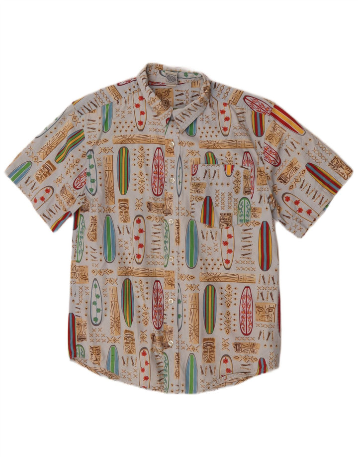 Old Navy Boys Abstract Pattern Shirt 14-15 Years XL Blue Hawaiian
