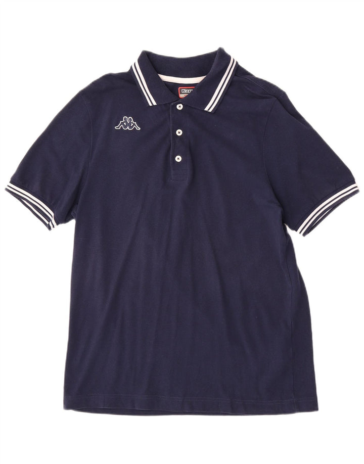 Kappa Mens Polo Shirt Medium Navy Blue Striped Cotton