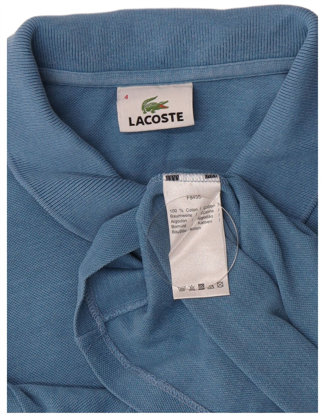 Lacoste Mens Polo Shirt Size 4 Medium Blue Cotton
