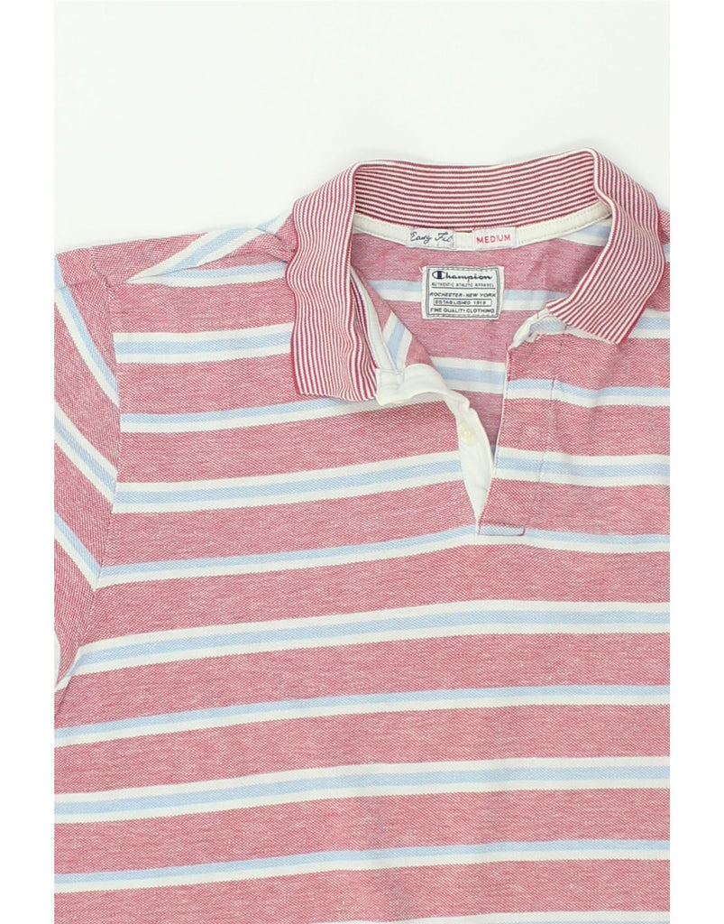 CHAMPION Mens Easy Fit Polo Shirt Medium Red Striped Cotton | Vintage Champion | Thrift | Second-Hand Champion | Used Clothing | Messina Hembry 