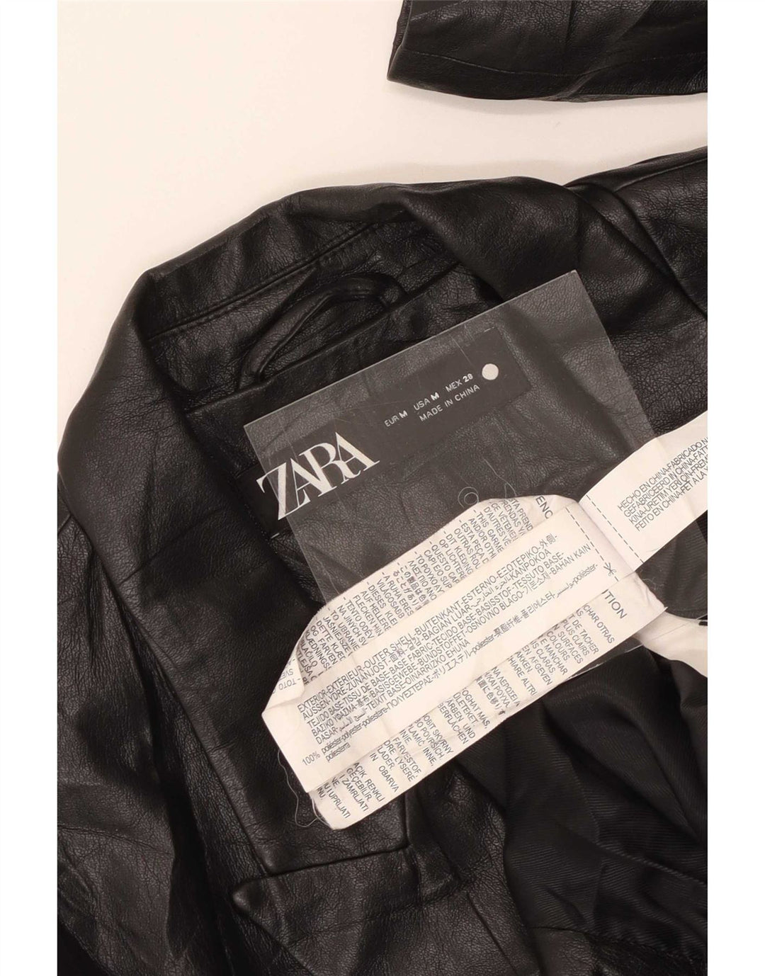 Zara Womens 1 Button Faux Leather Blazer Jacket UK 12 Medium Black