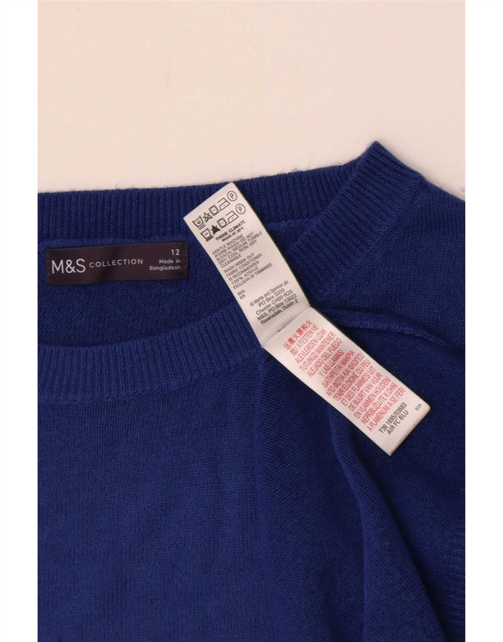 Marks & Spencer Womens Boat Neck Jumper Sweater UK 12 Medium Blue Acrylic
