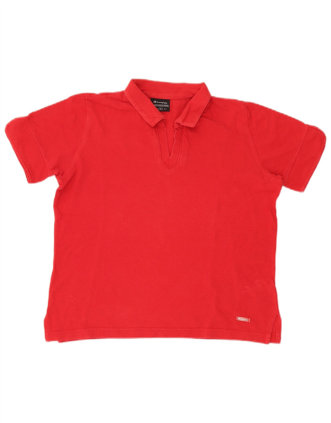 Champion Womens Crop Polo Shirt UK 14 Medium Red Cotton