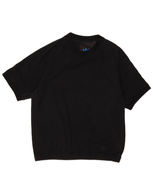 Adidas Mens Short Sleeve Sweatshirt Jumper Small Black Cotton