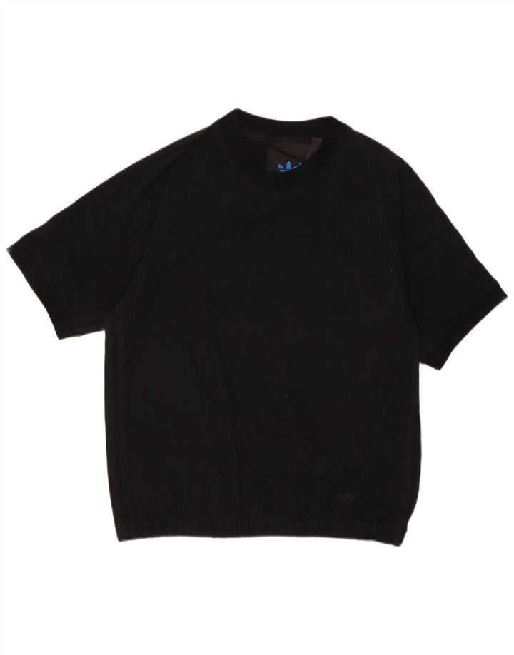Adidas Mens Short Sleeve Sweatshirt Jumper Small Black Cotton
