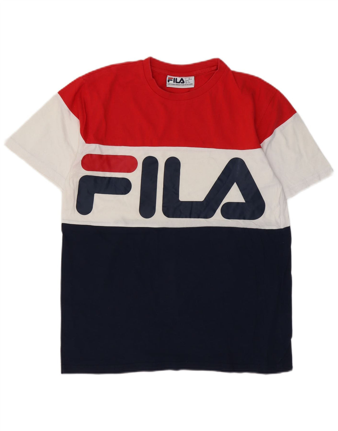 FILA Mens Graphic T-Shirt Top Small Multicoloured Colourblock Cotton
