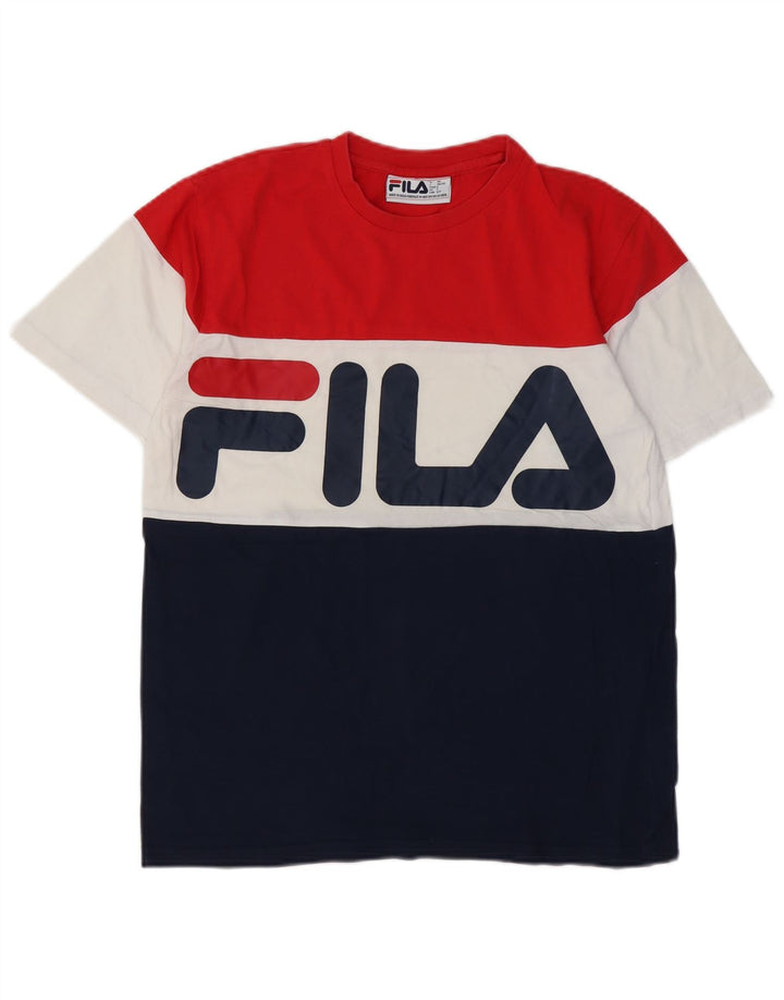 FILA Mens Graphic T-Shirt Top Small Multicoloured Colourblock Cotton