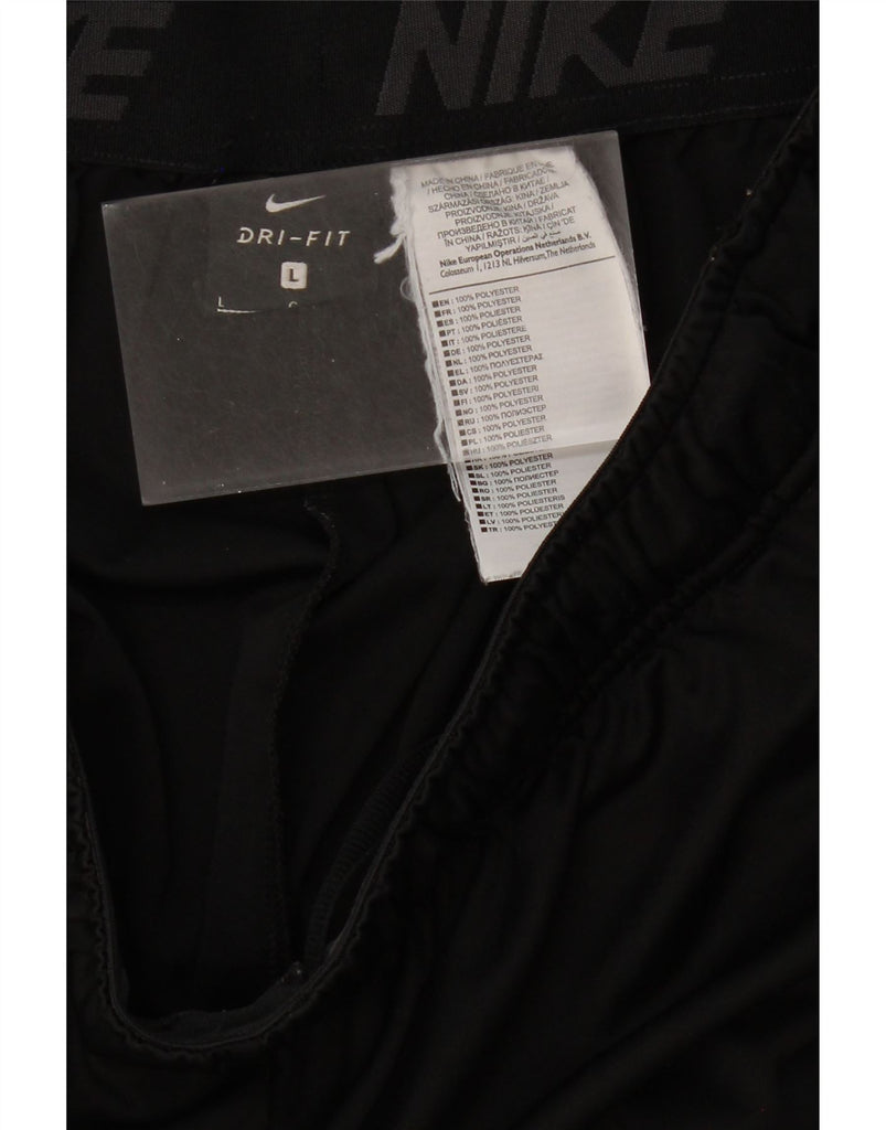 NIKE Mens Dri Fit Graphic Sport Shorts Large Black Polyester Vintage Nike and Second-Hand Nike from Messina Hembry 