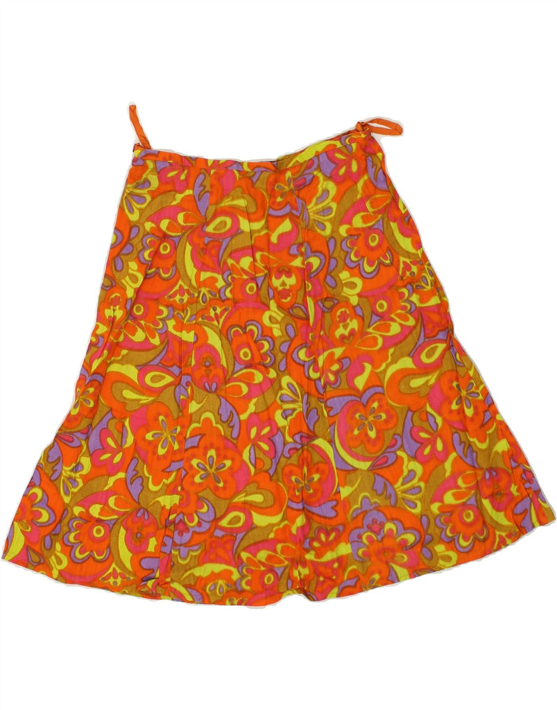 VINTAGE Womens A-Line Skirt W26 Small Orange Floral | Vintage Vintage | Thrift | Second-Hand Vintage | Used Clothing | Messina Hembry 