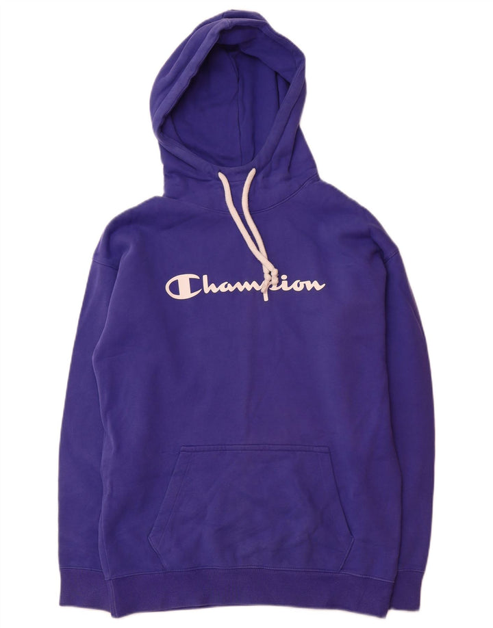 CHAMPION Mens Graphic Hoodie Jumper Small Purple Cotton