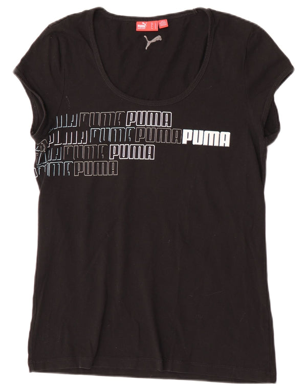 Puma Womens Graphic T-Shirt Top UK 14 Large Black