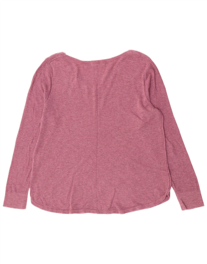White Stuff Womens V-Neck Jumper Sweater UK 14 Large Pink Cotton