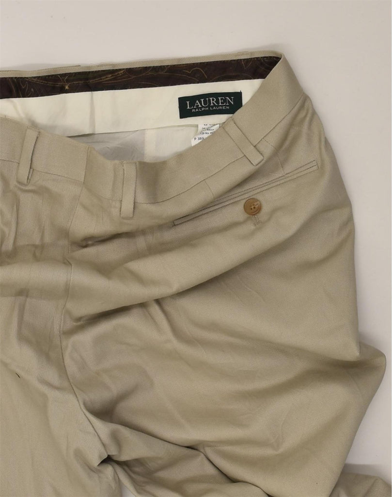 RALPH LAUREN Mens Straight Suit Trousers W38 L32  Beige Cotton | Vintage Ralph Lauren | Thrift | Second-Hand Ralph Lauren | Used Clothing | Messina Hembry 