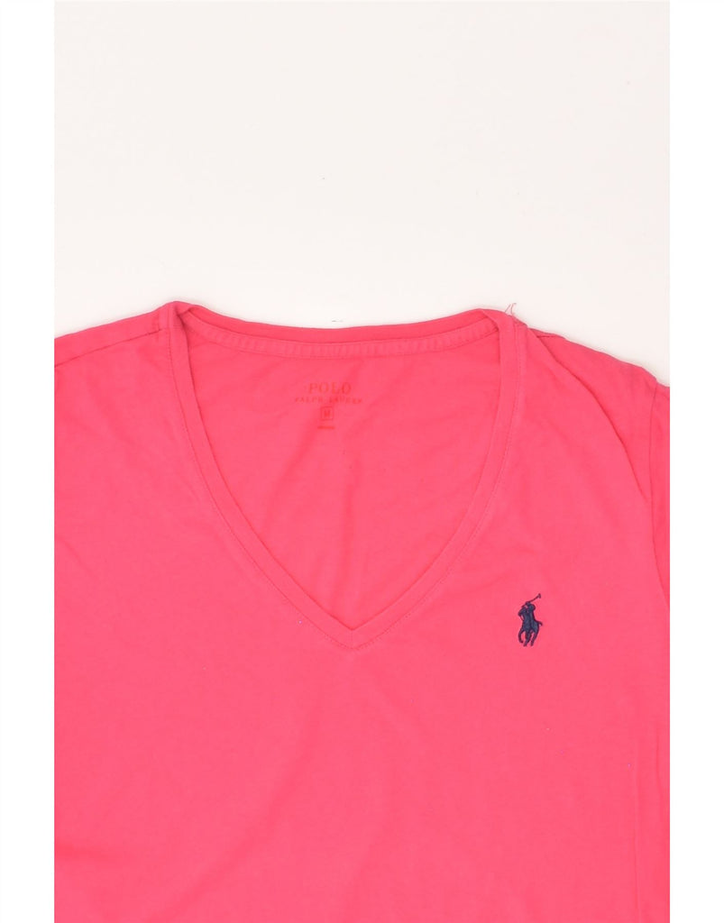 POLO RALPH LAUREN Womens T-Shirt Top UK 12 Medium Pink Cotton | Vintage Polo Ralph Lauren | Thrift | Second-Hand Polo Ralph Lauren | Used Clothing | Messina Hembry 