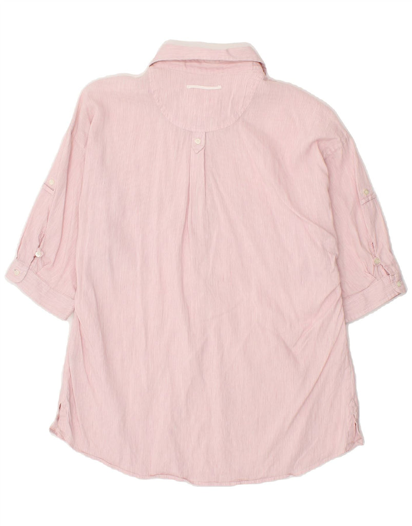 MASSIMO DUTTI Womens 1/2 Sleeve Pullover Shirt EU 42 Large Pink Striped | Vintage Massimo Dutti | Thrift | Second-Hand Massimo Dutti | Used Clothing | Messina Hembry 