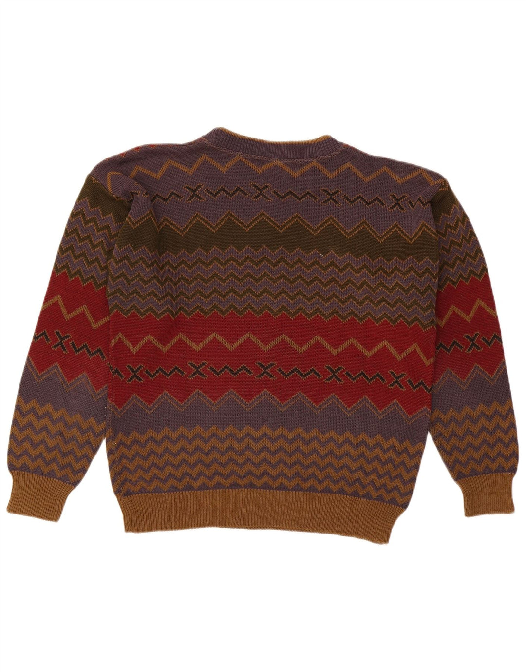 Vintage Mens Crew Neck Jumper Sweater Medium Multicoloured Geometric