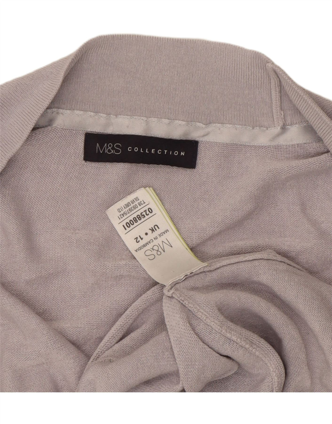 Marks & Spencer Womens Open Cardigan Sweater UK 12 Medium  Grey Acrylic