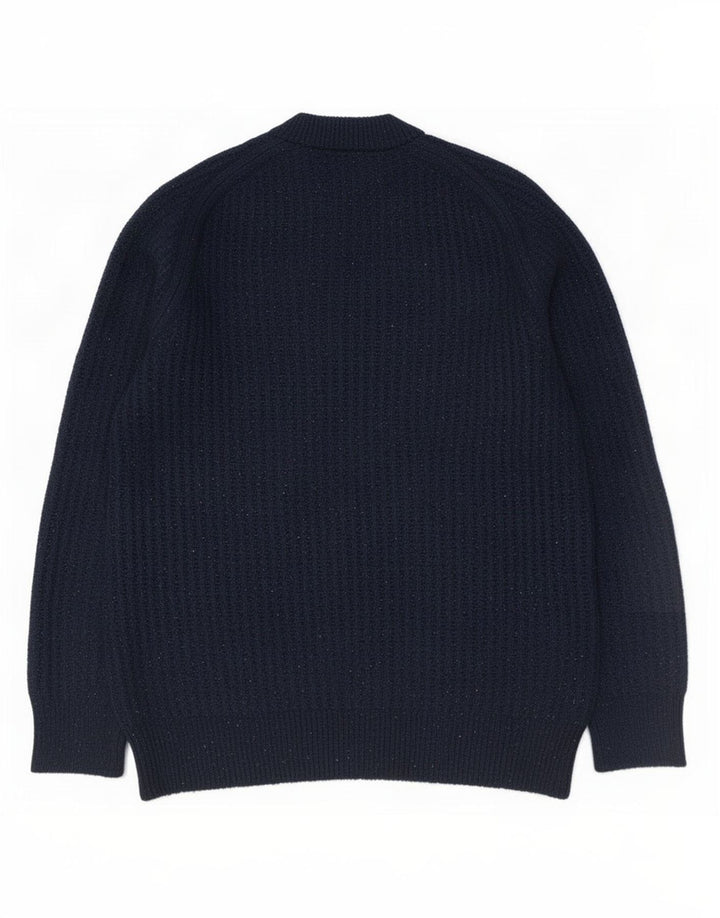 Marks & Spencer Mens Crew Neck Jumper Sweater Medium Navy Blue Flecked