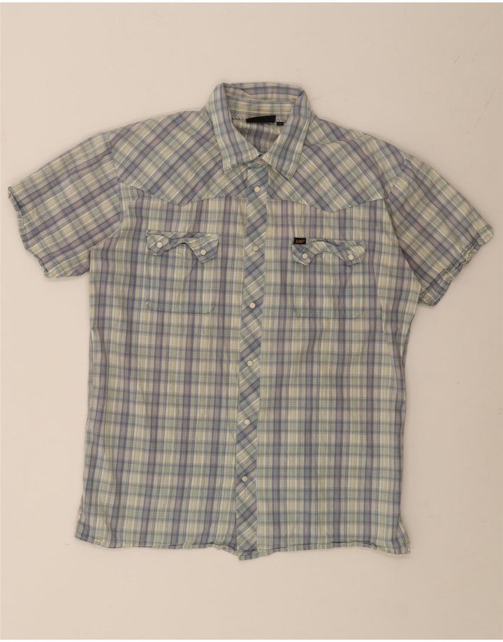 LEE Mens Short Sleeve Shirt Large Multicoloured Check Cotton